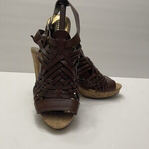 UNITY by Carlos Santana Strappy Santeria Cork Platform Heels Leather Women's 10M